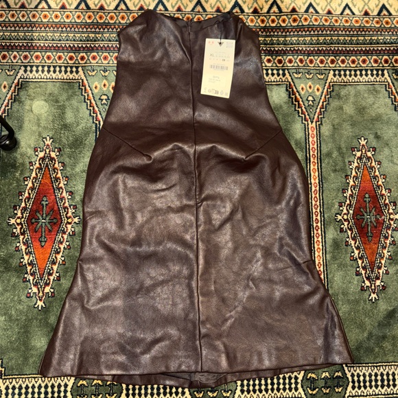 NWT Zara Brown Sleeveless mock neck Faux Leather Zip back Top - size XL - Picture 9 of 16